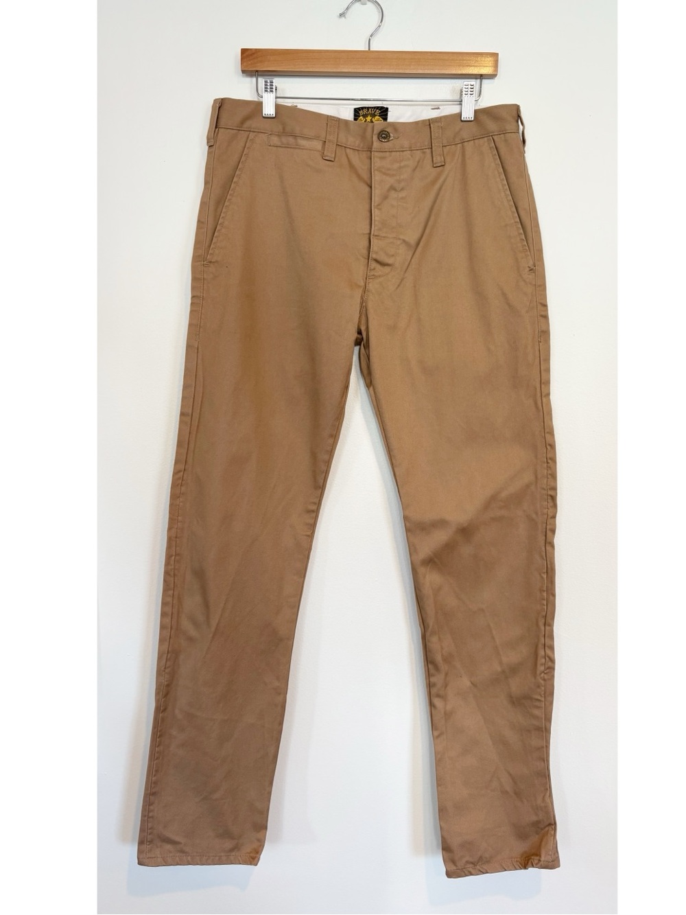 Brave Star Selvage || Tapered Chinos Khakis Button Fly USA Made Tan 34